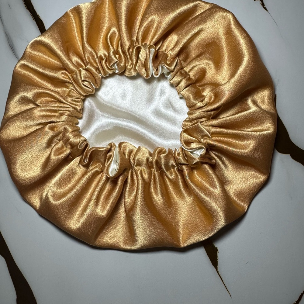 Elegant Gold Satin Hair Bonnet